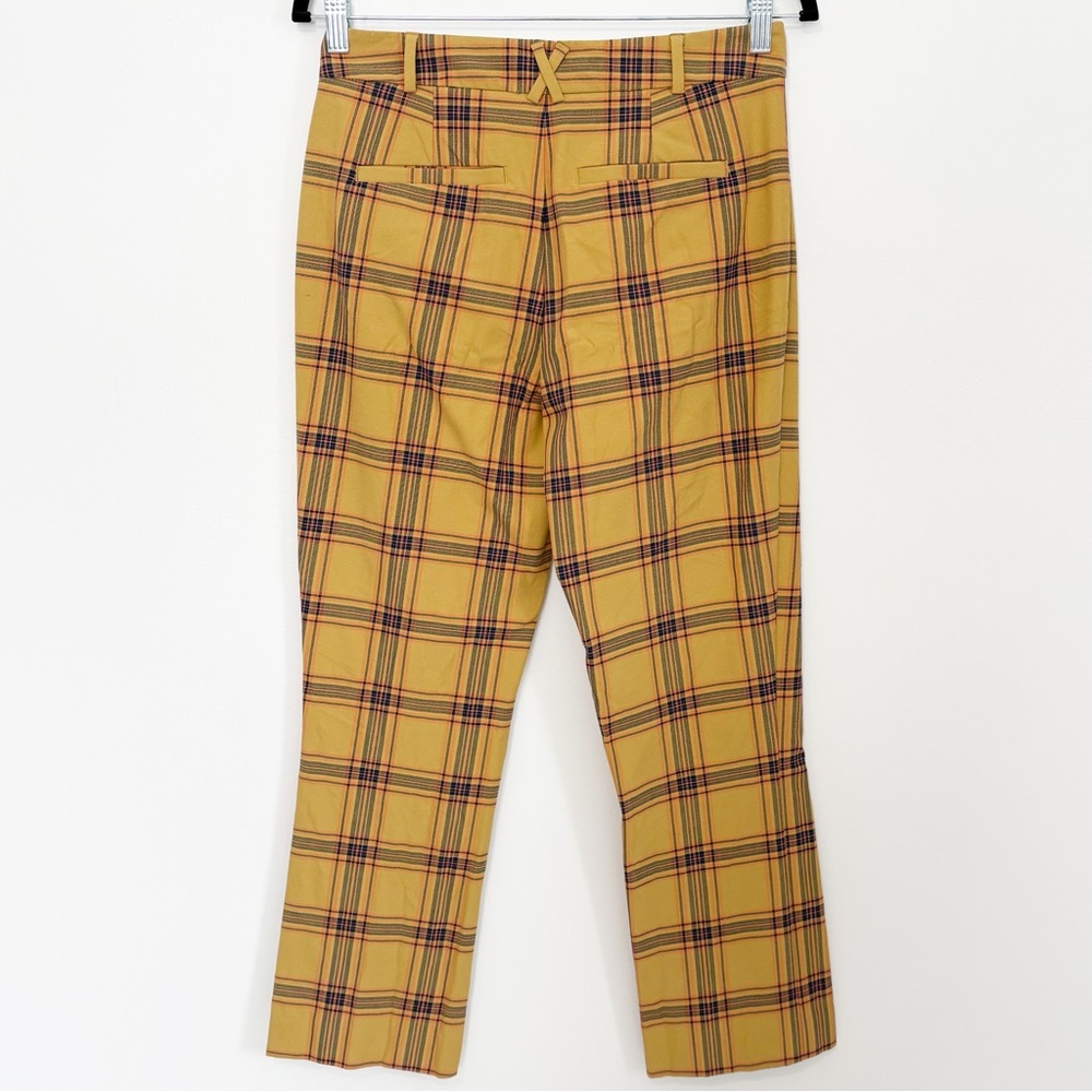 MAEVE ANTHROPOLOGIE Essential Plaid Kick Flare Ankle Pants Mustard Size 4 - Picture 3 of 9